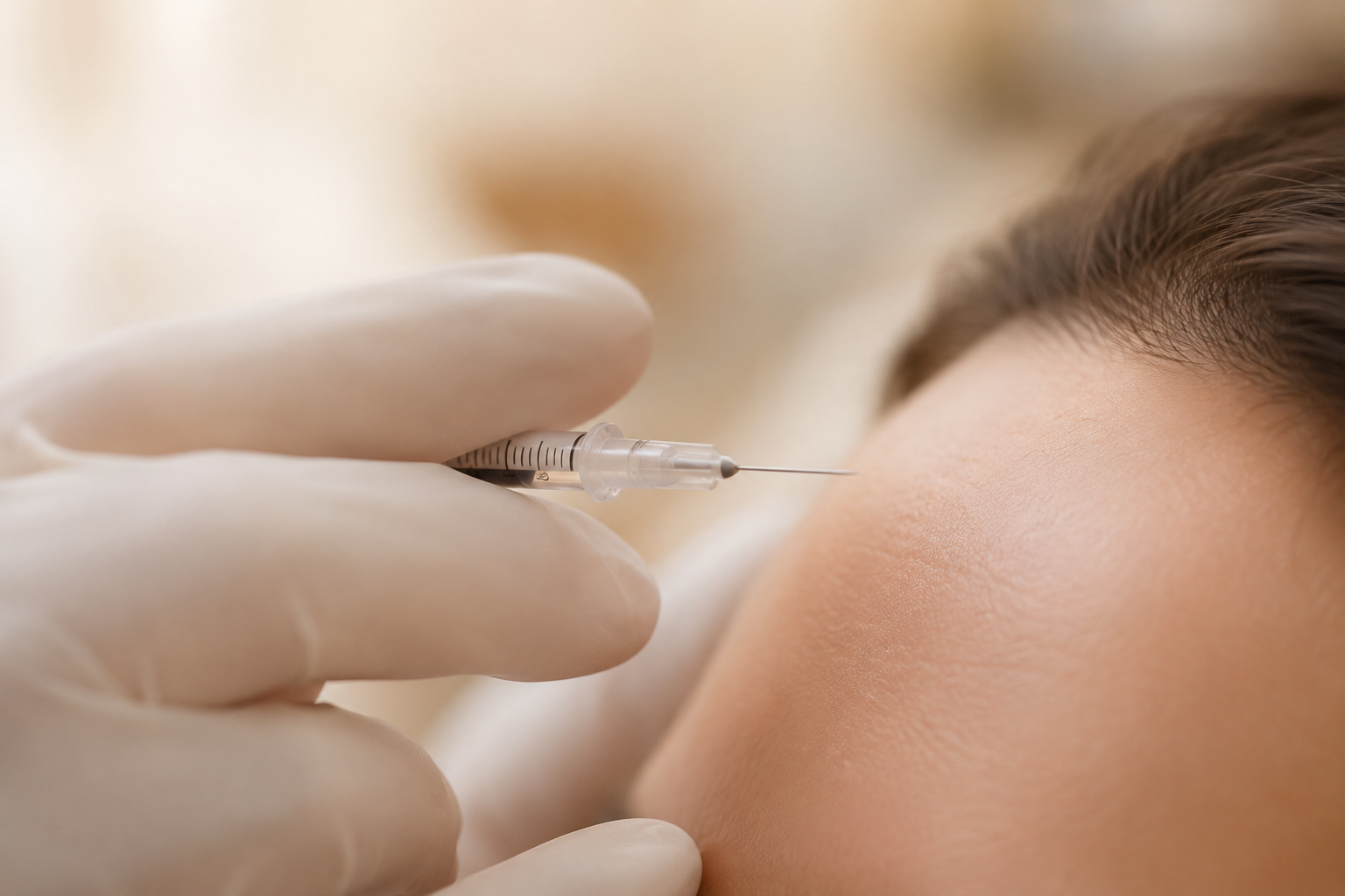Anti-wrinkle injection, close detail