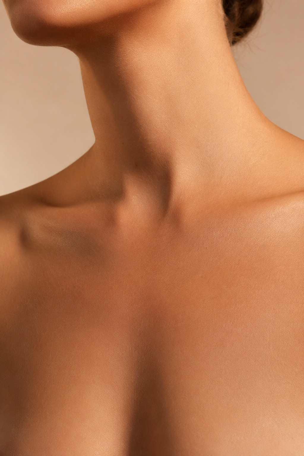 Neck and décolleté skin, close detail